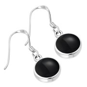 Black Onyx Round Silver Earrings - e401